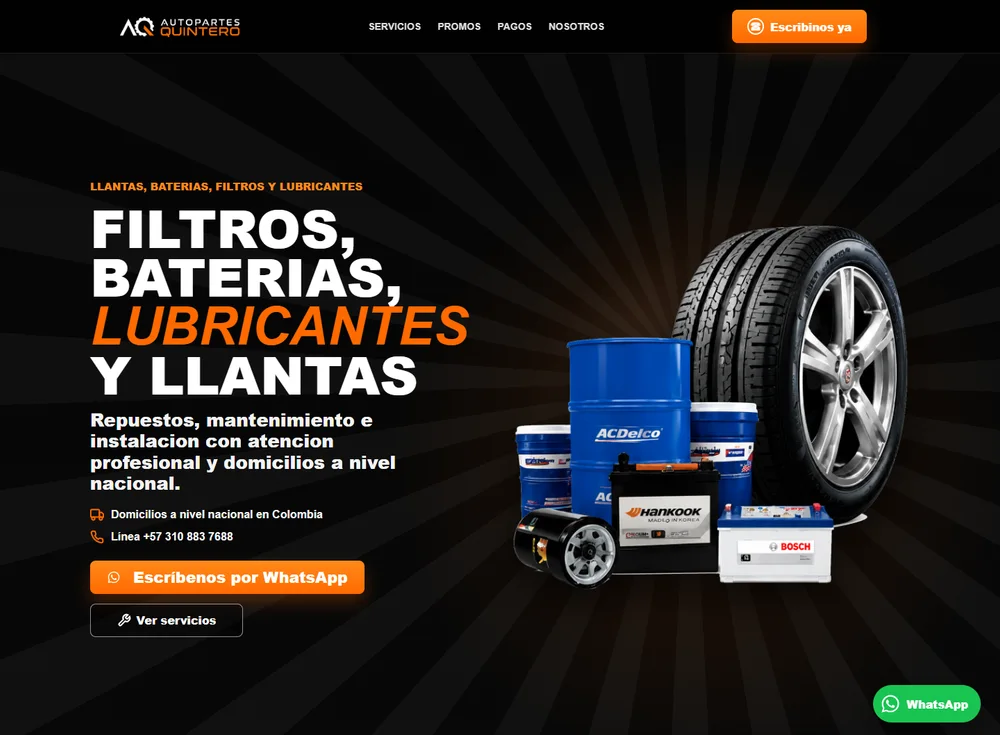 Sitio web de AC Autopartes en vista de portatil