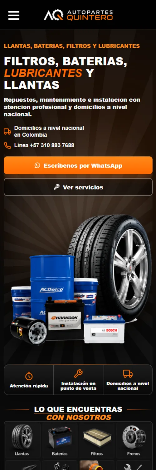 Sitio web responsive de AC Autopartes en celular